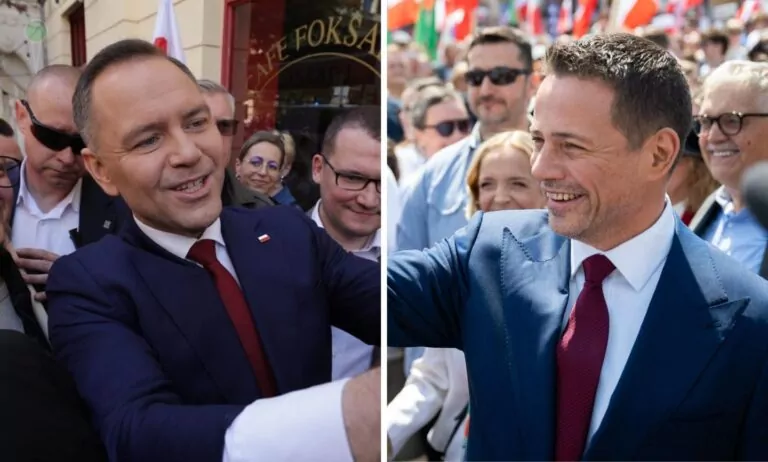 Marsz Nawrockiego buduje wspólnotę, Trzaskowskiego dzieli słowami Tuska (FOTO: zdjęcia ze sztabów)