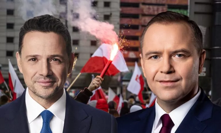 Marsz Nawrockiego kontra marsz Trzaskowskiego (FOTO: canva/FB kandydatów)