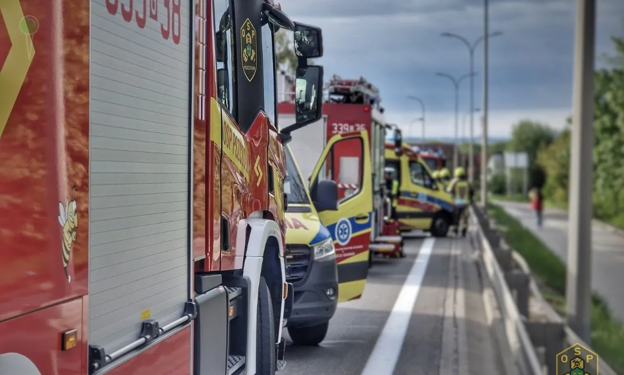 Ruch zablokowany po karambolu między Tczewem a Pruszczem (FOTO: OSP Pszczółki)