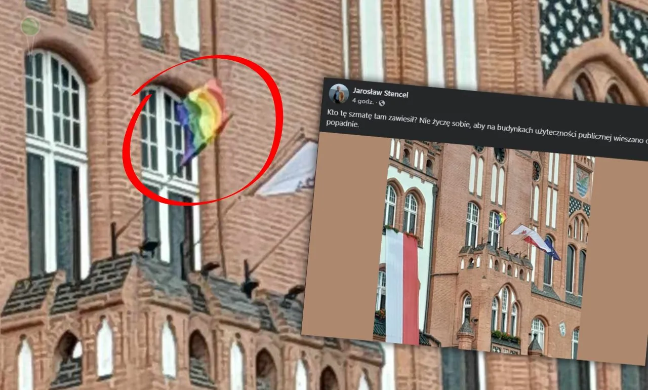 Szok! Tęczowa flaga na Urzędzie Miasta w Słupsku (FOTO: Jarosław Stencel/X)