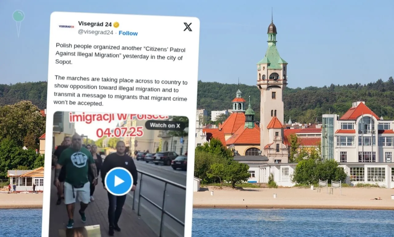 Nagranie z marszu przeciw migrantom w Sopocie hitem sieci (FOTO: X/canva)