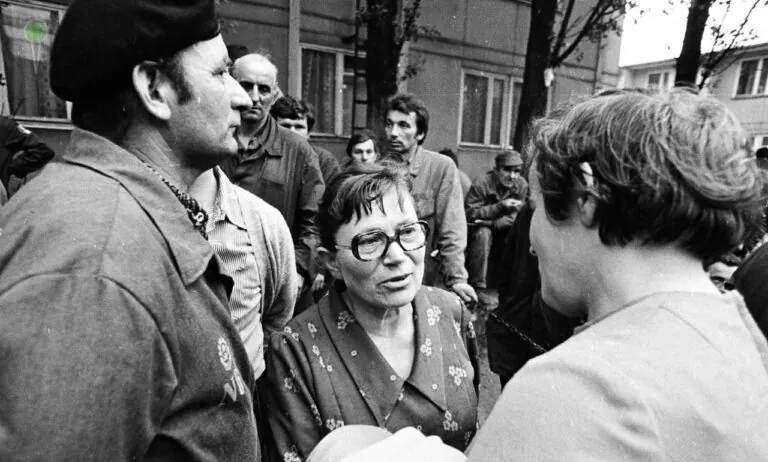 Uroczystości 45-lecia Porozumień Sierpniowych. W centrum Anna Walentynowicz (FOTO: IPN Gdańsk)