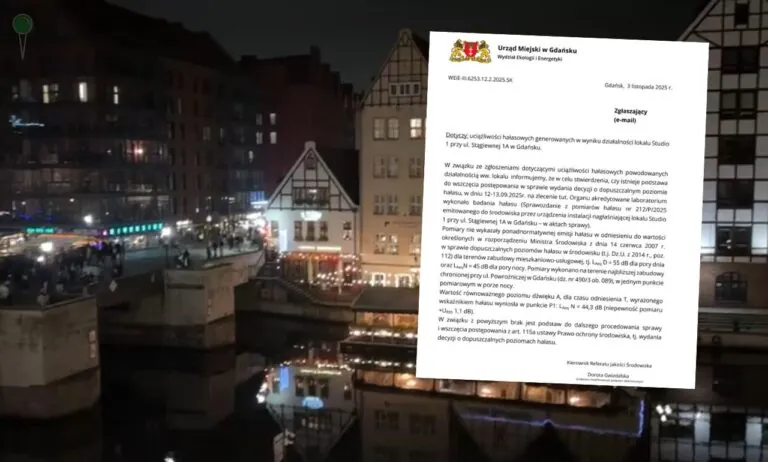 Gdańsk zmierzył hałas jedną nocą w centrum. Wynik? Kuriozalna cisza (FOTO: wbjamszpile.pl)