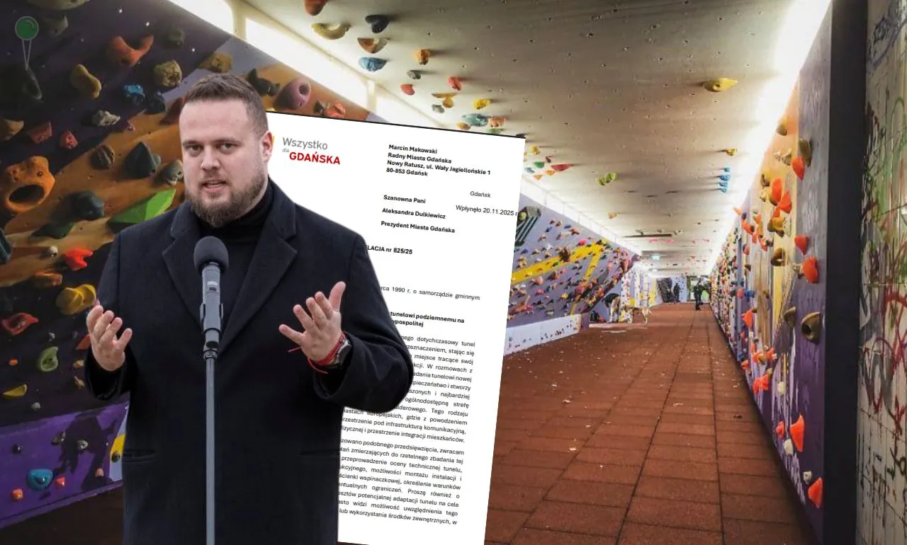 Ścianka wspinaczkowa w tunelu? Radny Gdańska ma plan (FOTO: Marcin Makowski/FB/gdansk.pl)