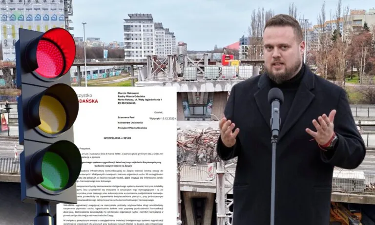 Najpierw chaos, potem przyciski. Tak Gdańsk „uspokaja” ruch na Zaspie (FOTO: DRMG/FB/canva)