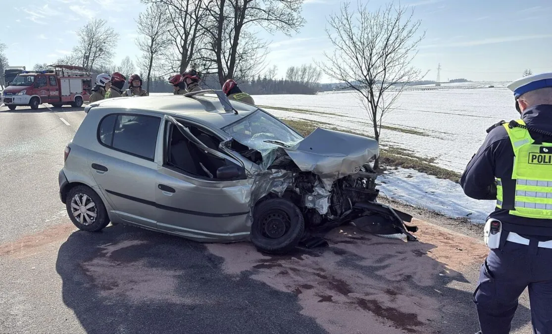 Wypadek na trasie Otłowiec - Gardeja pod Kwidzynem (FOTO: KPP Kwidzyn)