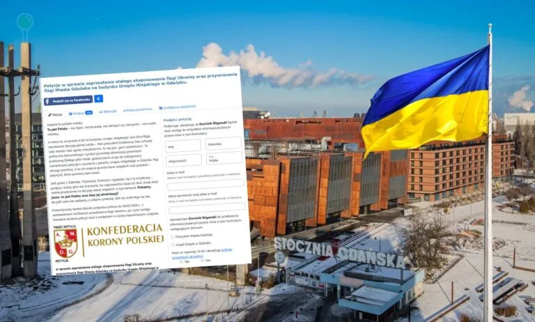 Ukraińskie flagi, wojna i emocje. Gdańsk między solidarnością a sprzeciwem (FOTO: canva/ECS/petycje.pl)