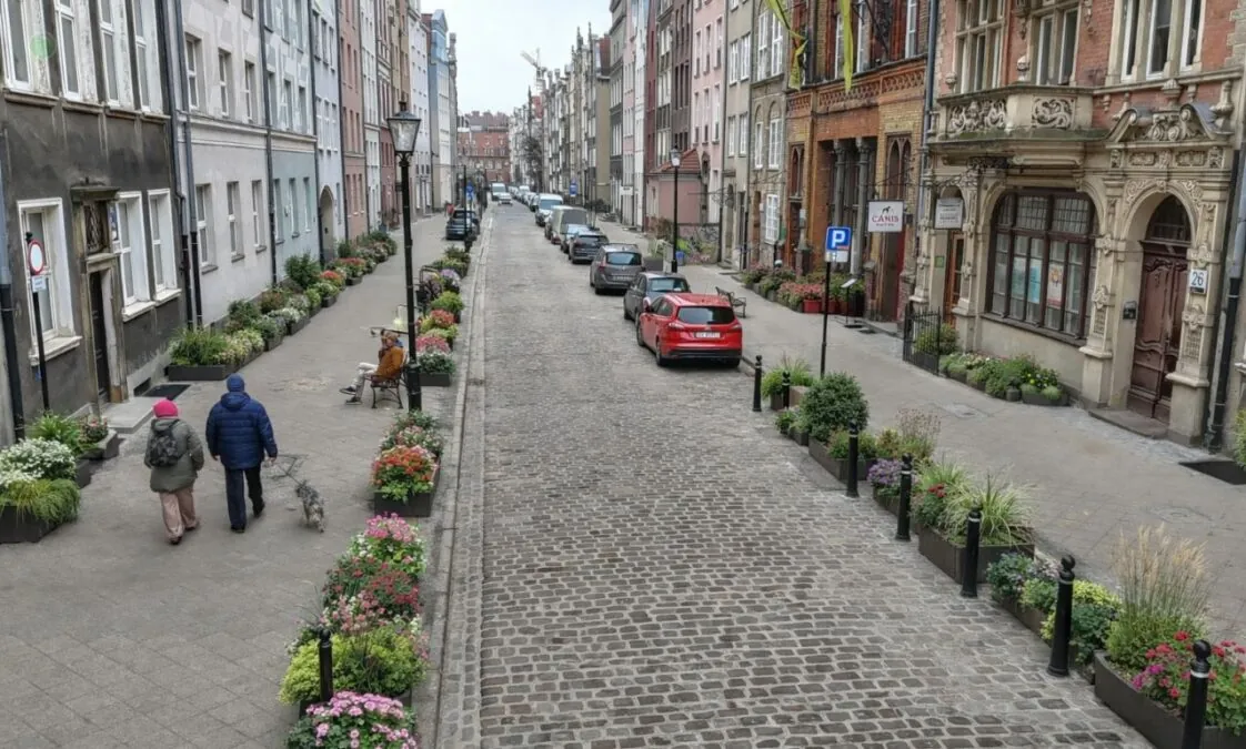 Ogarna w Gdańsku zazieleniona na razie okiem AI. Nie ma szans by taka zieleń pojawiła się w rzeczywistości (FOTO: DRMG)