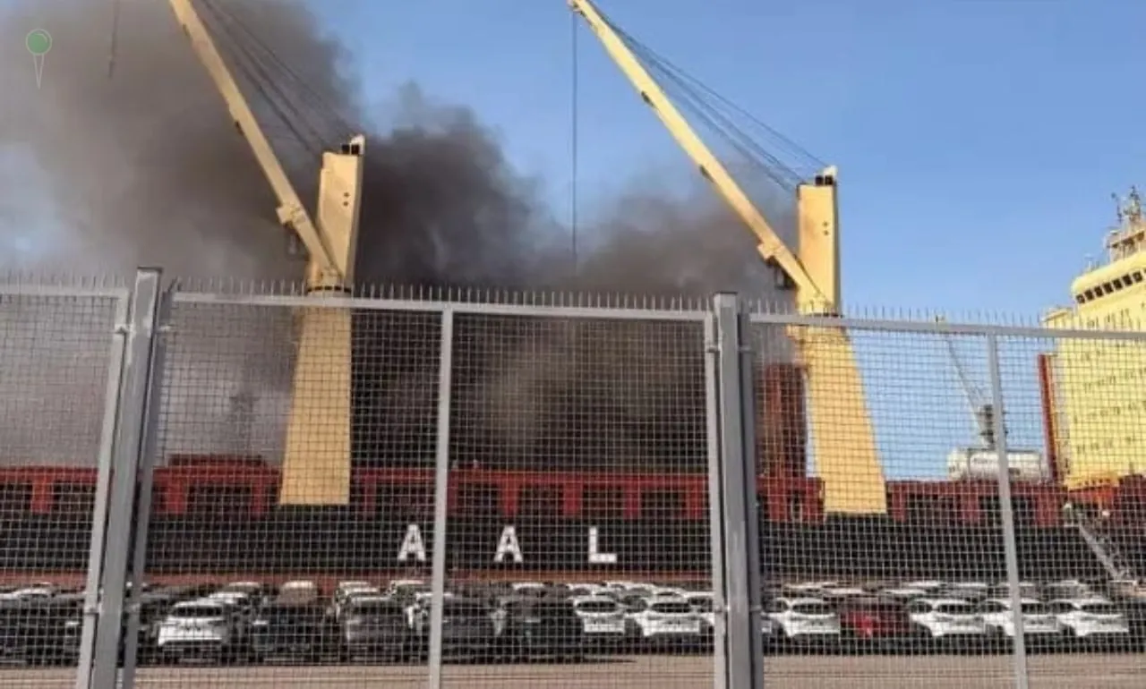 Dym w Nowym Porcie. Pożar ładowni statku (FOTO: KWPSP Gdańsk)