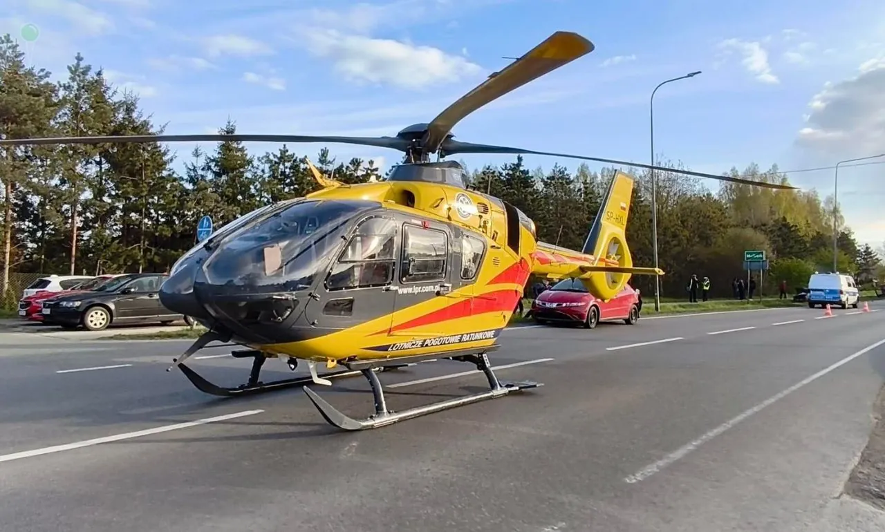 Groźny wypadek w Malborku. Lądował śmigłowiec LPR (FOTO: KPPSP Malbork)