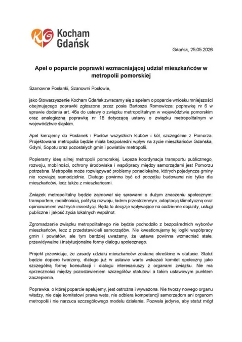 Treść pisma do parlamentarzystów