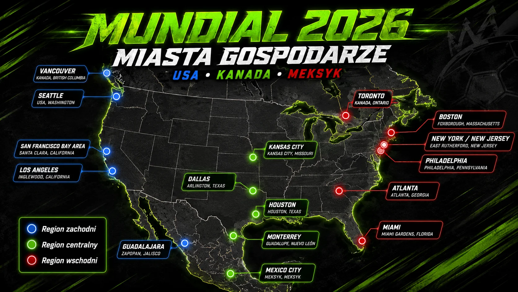 Stadiony Mundial 2026 – lista miast i obiektów