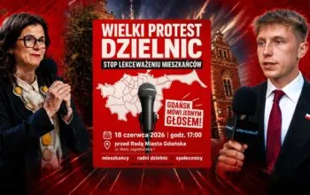 18 czerwca 2026 r. przed Rada Miasta Gdańska przy ul. Wały Jagiellońskie 1 manifestacja mieszkańców, radnych dzielnic i społeczników (FOTO: wbijamszpile.pl/gdansk.pl/organizatorzy)