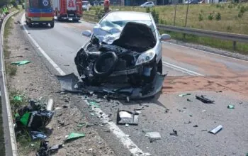 Tragiczny wypadek w Glinczu. Nie żyje motocyklista (FOTO: KWPSP Gdańsk)
