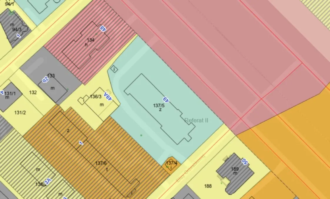 Mapa z ewidencji gruntów.